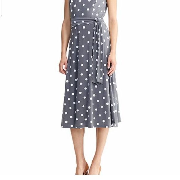 Ralph Lauren Vintage 50's style Grey Polka Dot round neck Sundress Dres NWT - Picture 2 of 16
